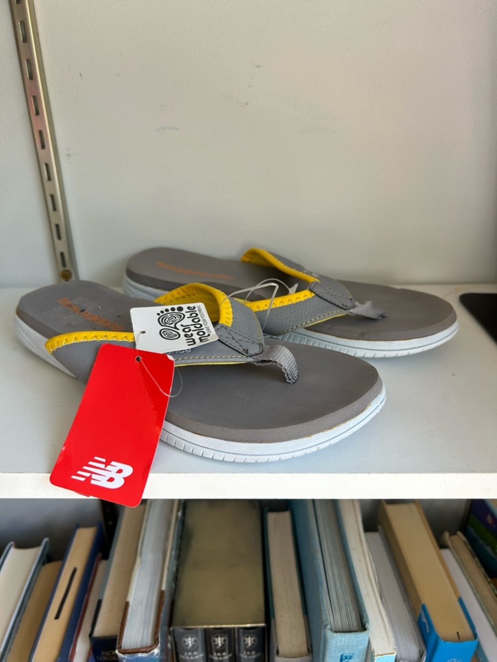 New Balance Gray & Yellow Thong Flip-Flops